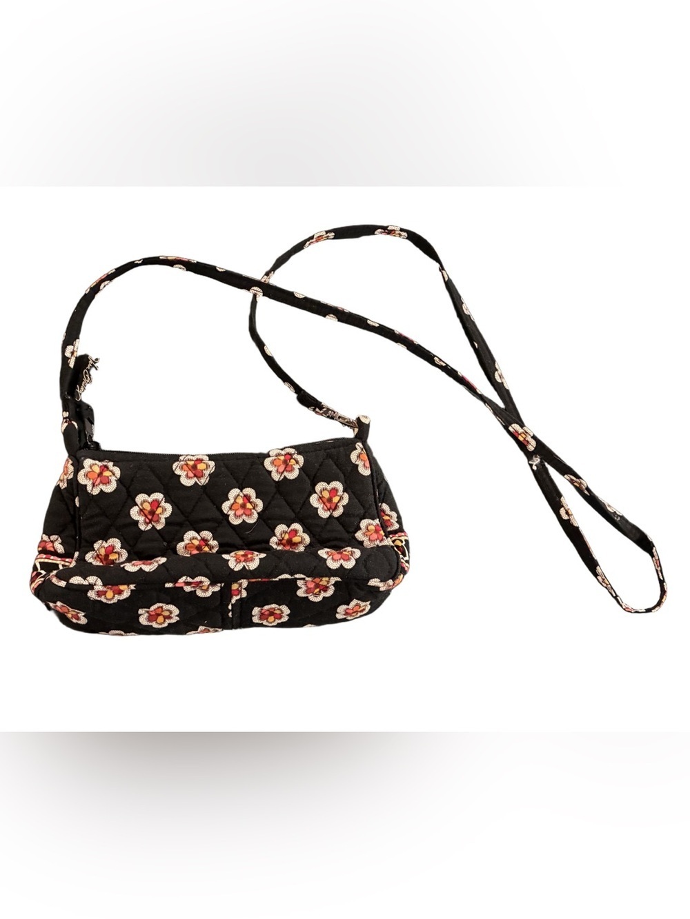Vera Bradley Pirouette crossbody  retired handbag. Quilted black red floral